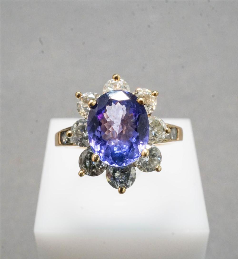 TESTED 14-KARAT YELLOW-GOLD, TANZANITE