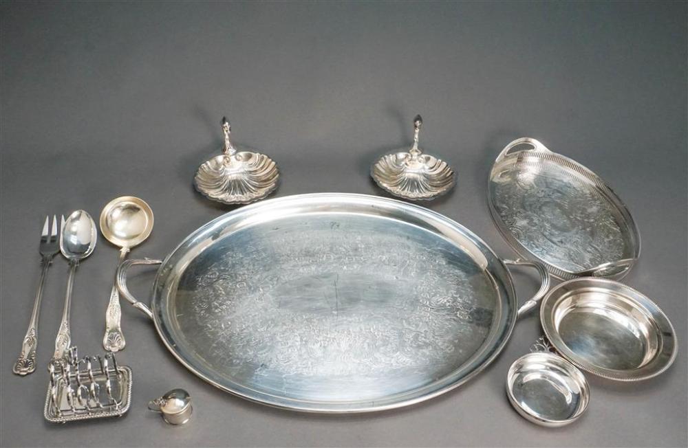 SMALL GROUP WITH SILVER PLATE SERVING