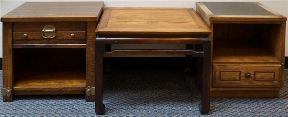 ASIAN STYLE SIDE TABLE AND TWO OAK FINISH