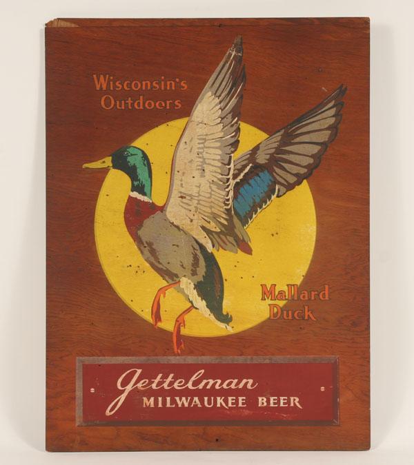 Gettleman Milwaukee Beer sign; painted