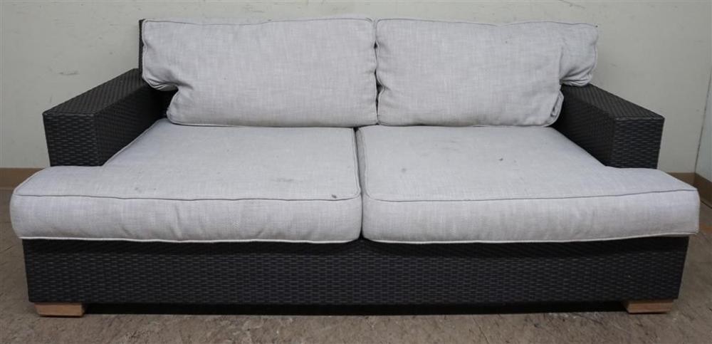 FAUX WICKER TWO-CUSHION SOFA, W: 72INFaux