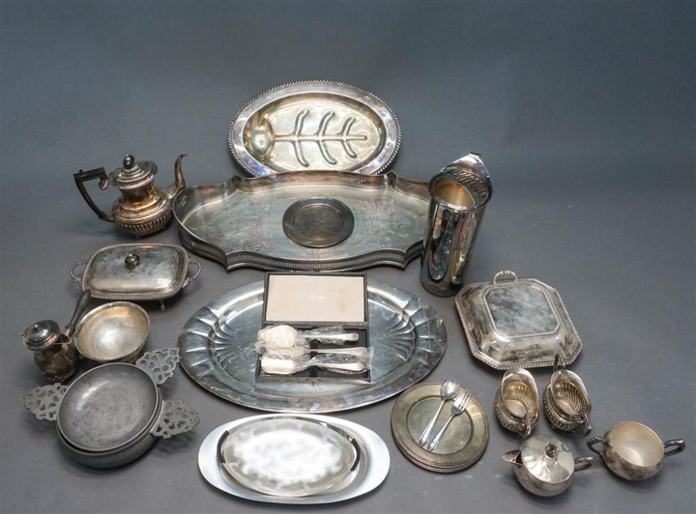 LARGE GROUP WITH SILVER PLATE AND