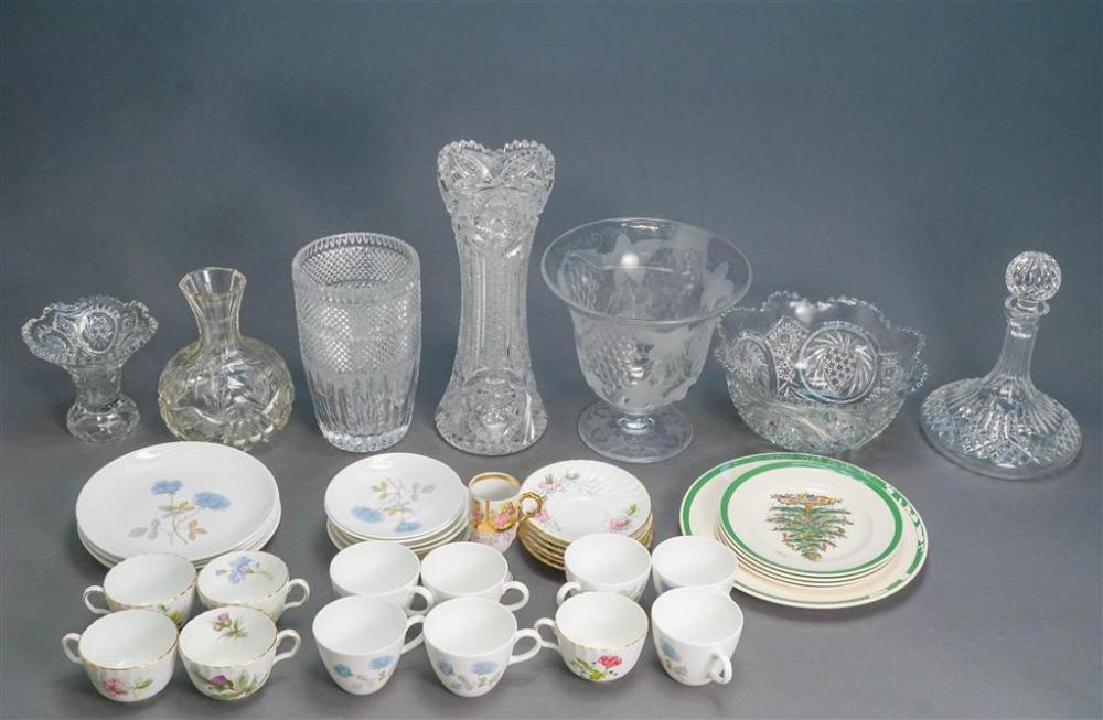 LARGE GROUP PORCELAIN AND CUT GLASS