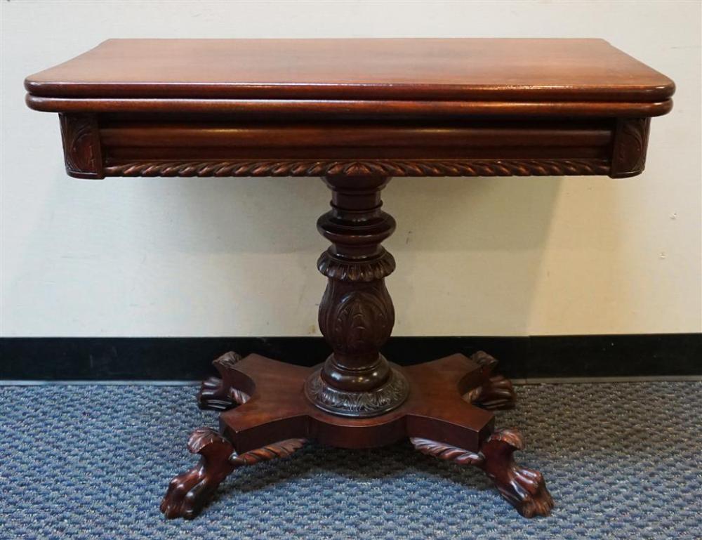 CLASSICAL STYLE CARVED MAHOGANY FOLD-TOP