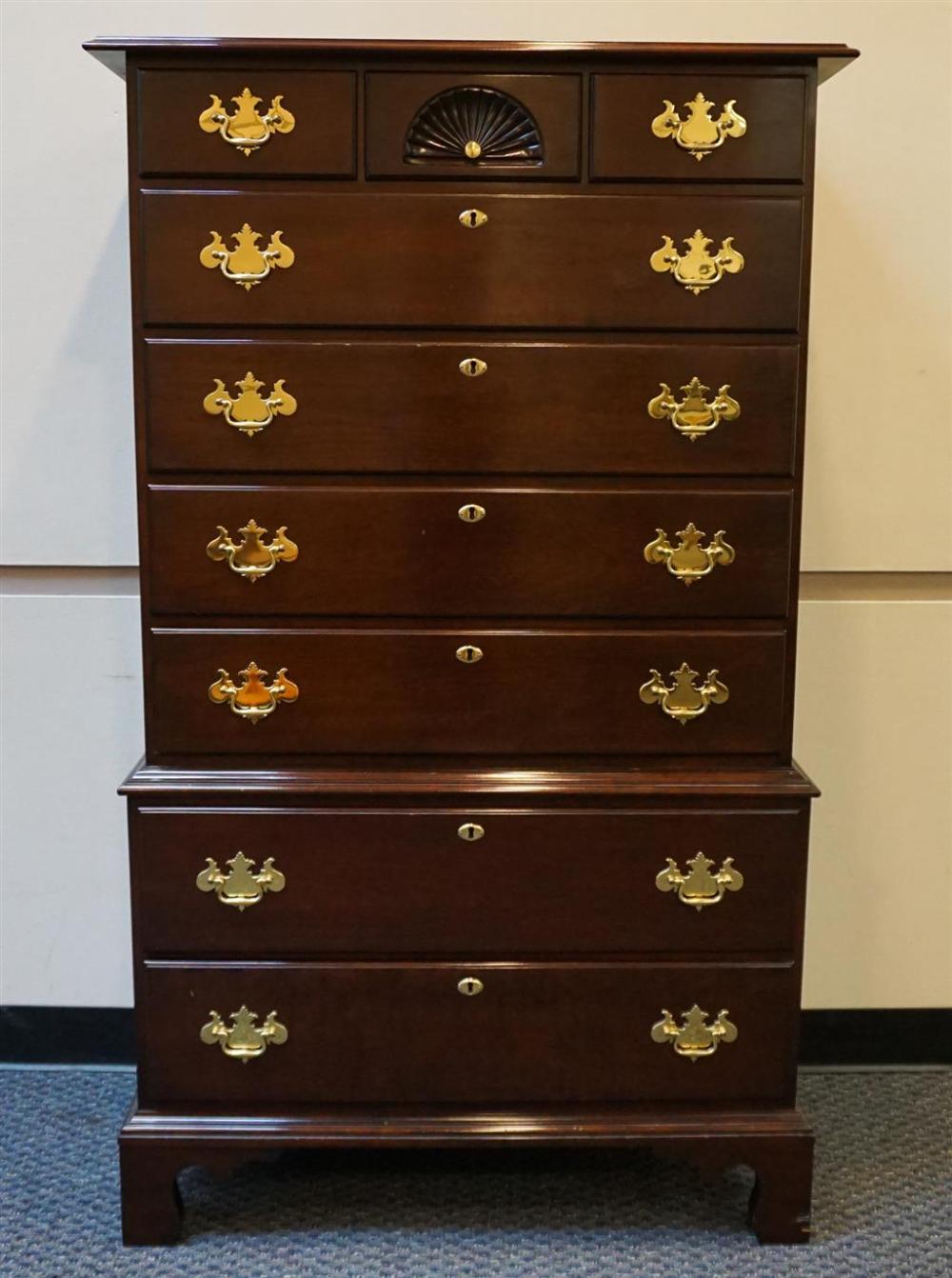 CHIPPENDALE STYLE CHERRY CHEST-ON-CHEST