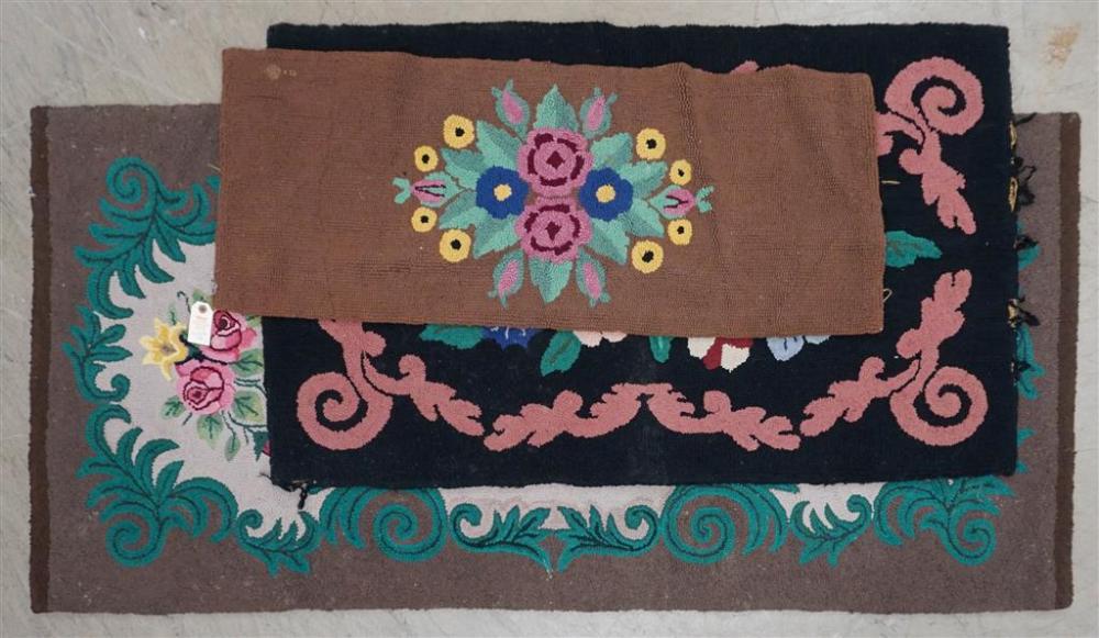 THREE HOOK RUGS, LARGEST: 5' 10"