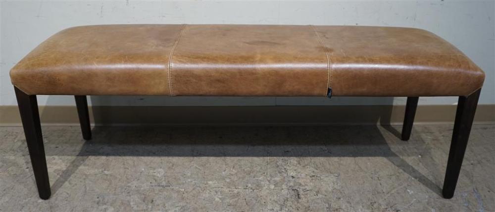 THEODORE'S BROWN LEATHER LONG BENCH,