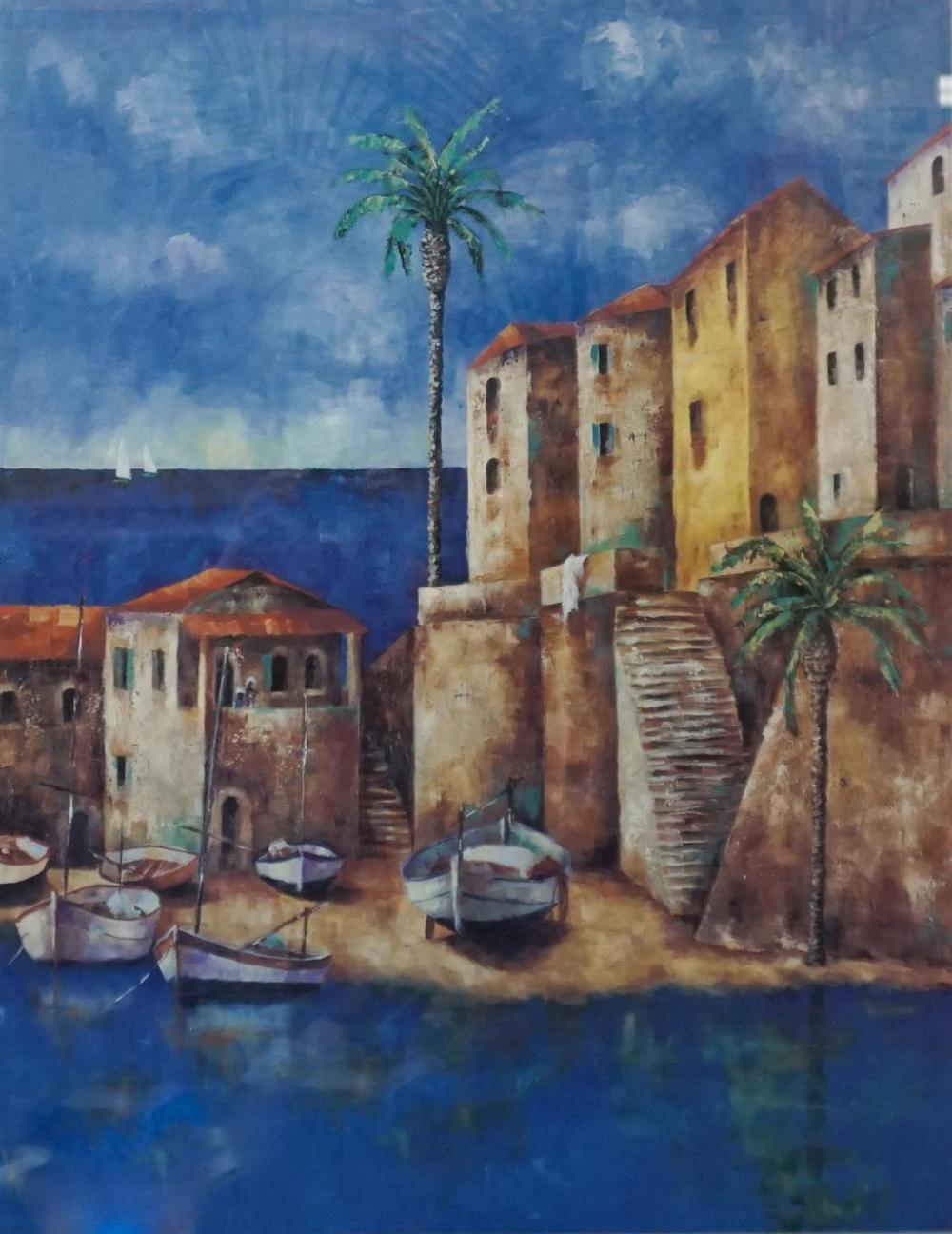 MEDITERRANEAN VILLAGE SCENE COLOR 3264be