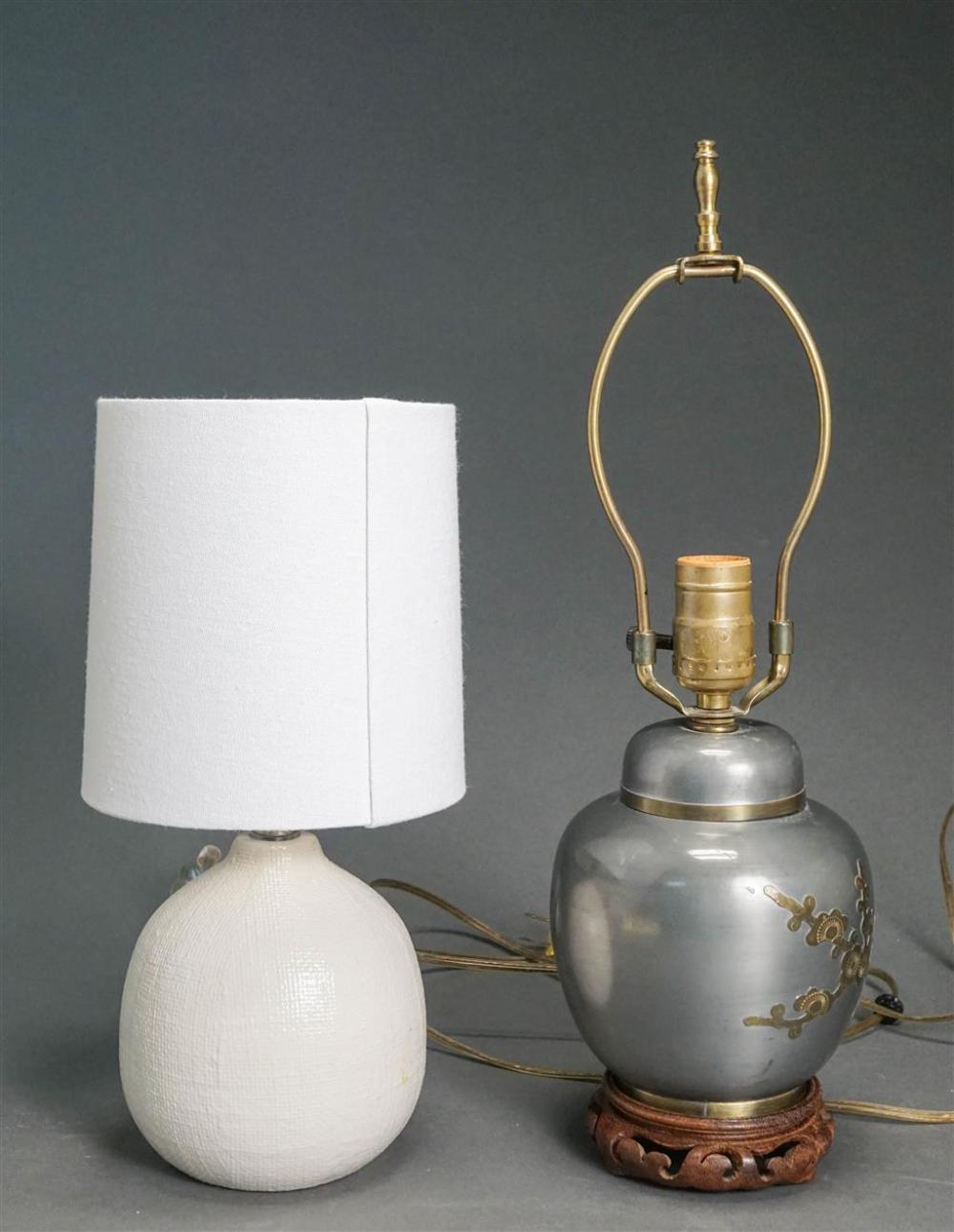 TWO BOTTLE FORM LAMPS ONE CERAMIC  3264c1