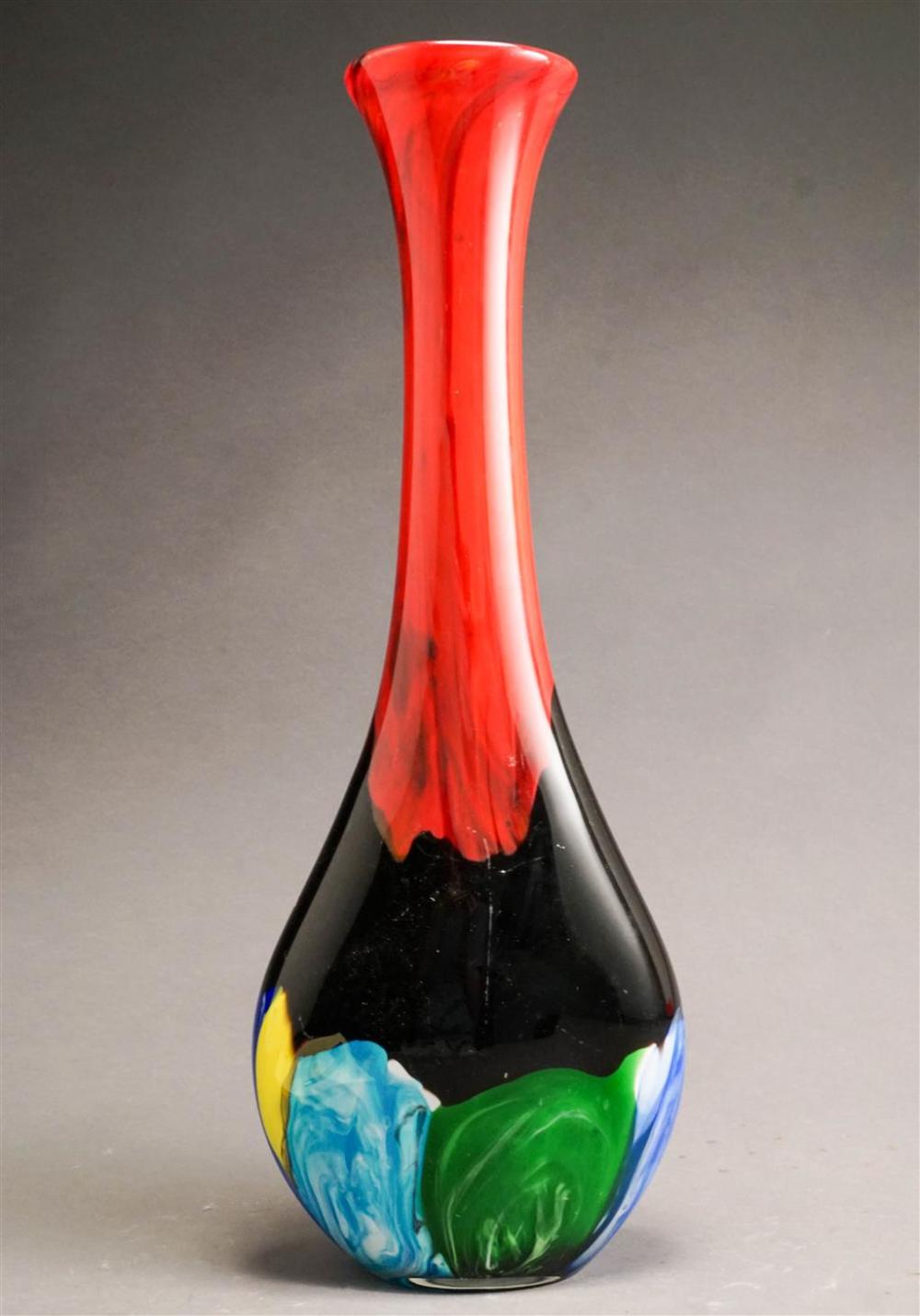 CONTEMPORARY ART GLASS VASE, HEIGHT: