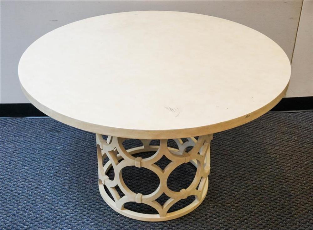 WHITE PAINTED IRON BASE ROUND DINETTE