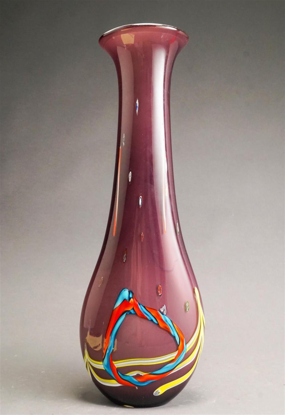 MURANO TYPE ART GLASS VASE, HEIGHT: