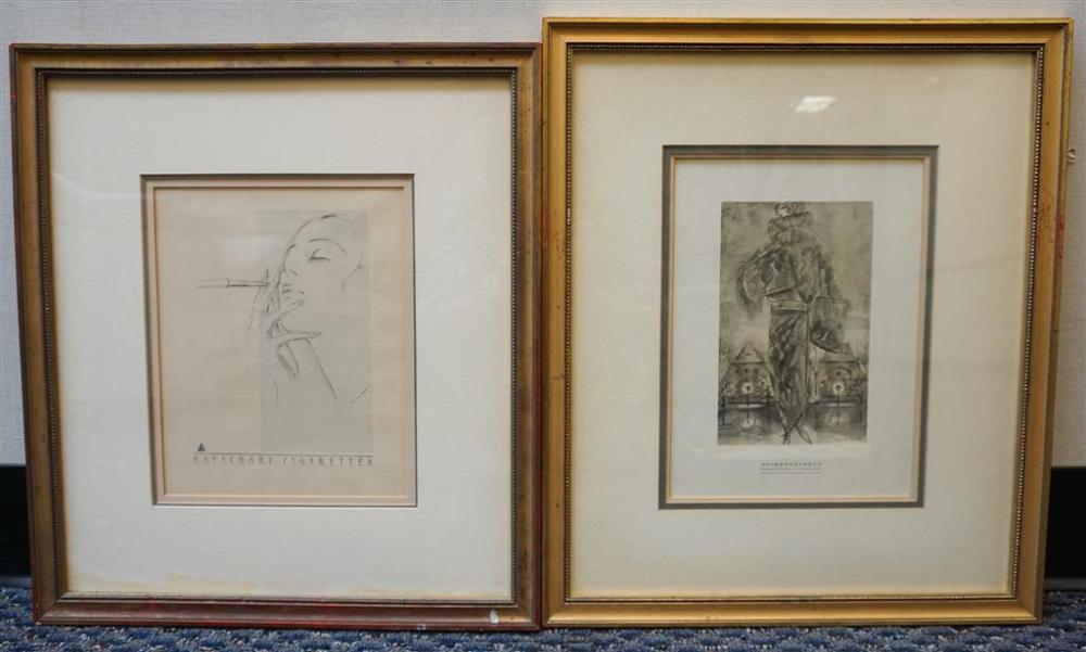 TWO GERMAN PRINTS, LARGER: 19 1/2