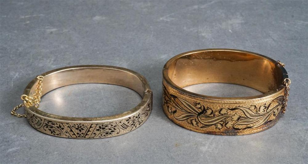 TWO VICTORIAN TESTED 10-KARAT YELLOW-GOLD