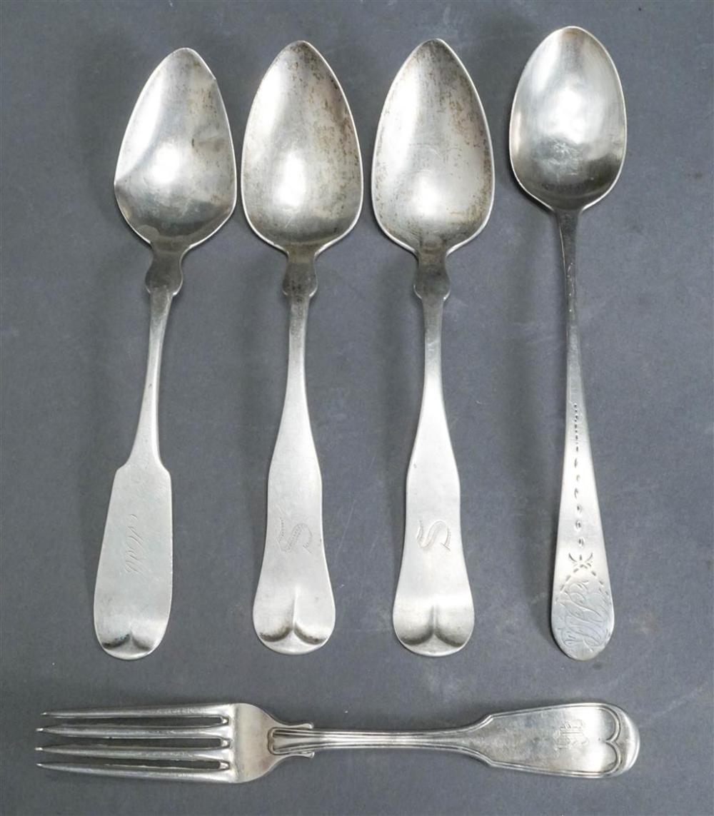 FOUR AMERICAN COIN SILVER TABLESPOONS 326562