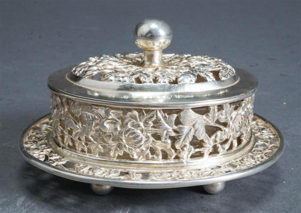 CHINESE SILVER PIERCED COVERED DISH