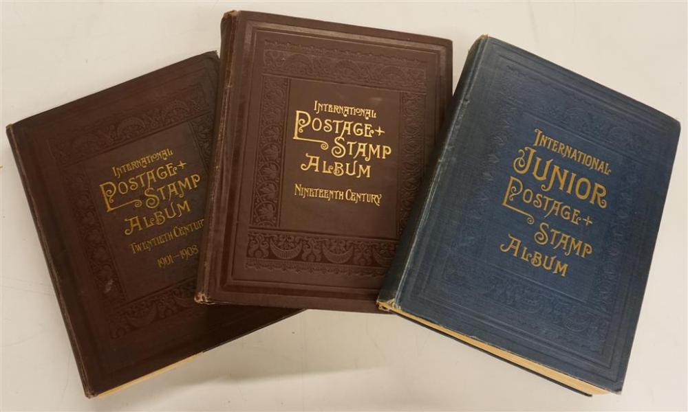 THREE STAMP ALBUMS, MOSTLY INTERNATIONALThree