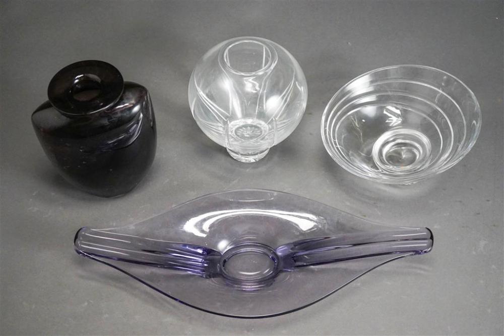 FOUR CONTEMPORARY GLASS TABLE ARTICLESFour