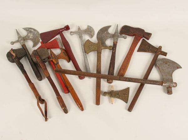 Lodge axes and tomahawks; wood, metal,