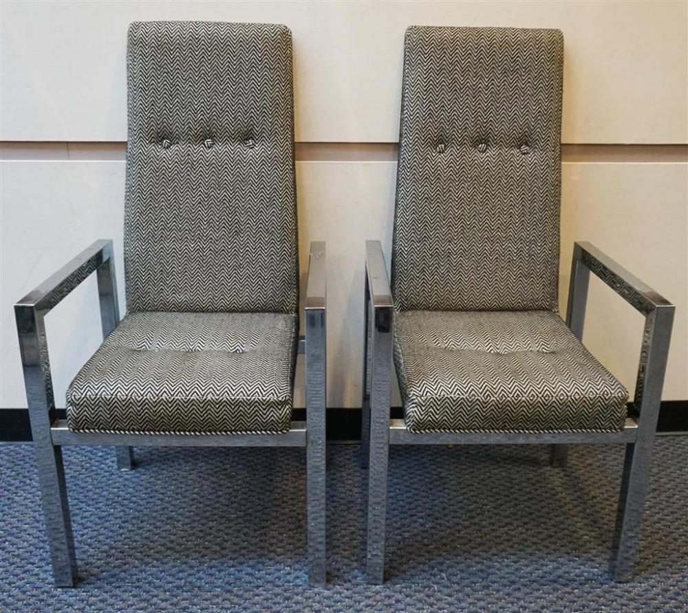 PAIR CONTEMPORARY CHROME UPHOLSTERED 326653