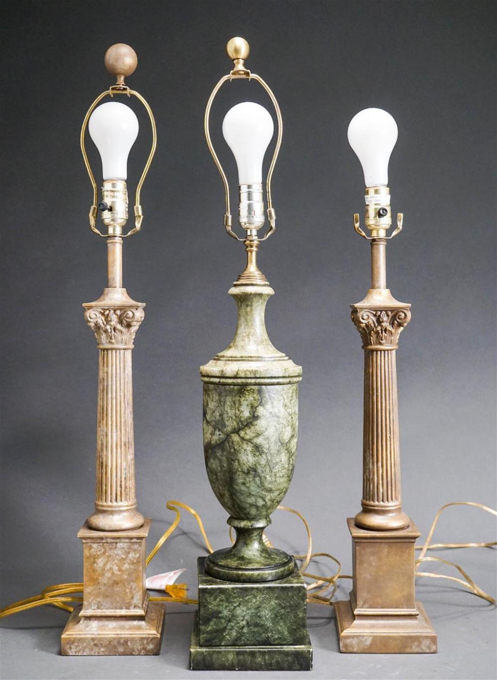 STAINED MARBLE URN-FORM TABLE LAMP