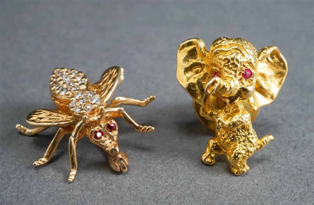 14 KARAT YELLOW GOLD AND RUBY ELEPHANT  326740