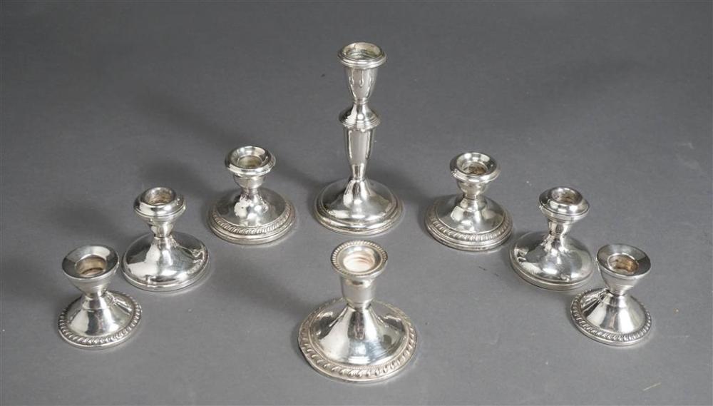 EIGHT WEIGHTED STERLING SILVER CANDLEHOLDERSEight