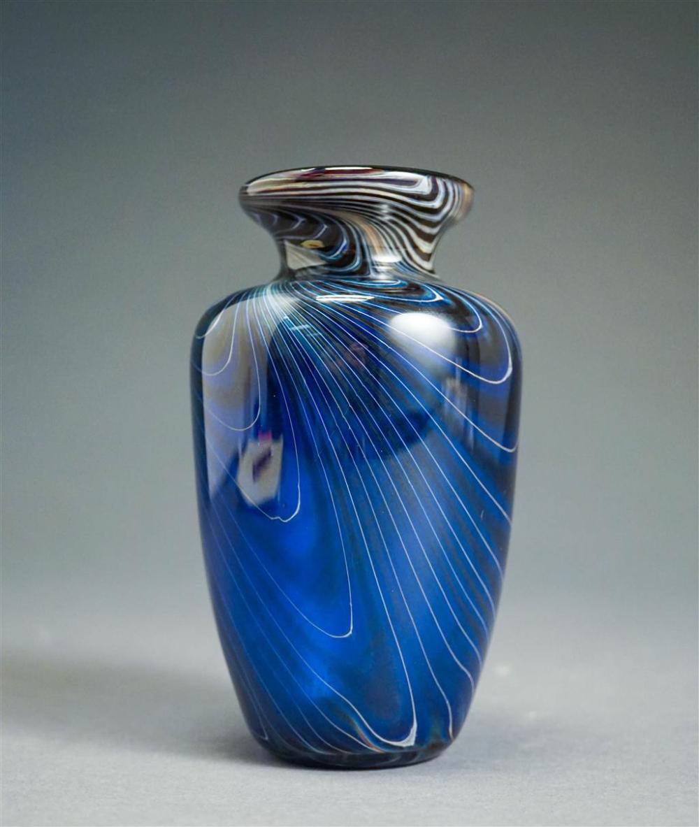 AMERICAN CASED BLUE ART GLASS VASE 326781