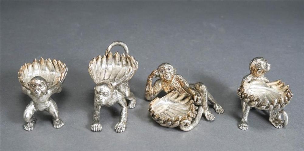 SET OF FOUR SILVER PLATE MONKEY 32678c