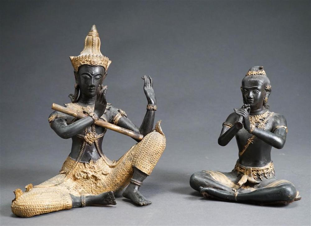 PAIR THAI PATINATED METAL FIGURES