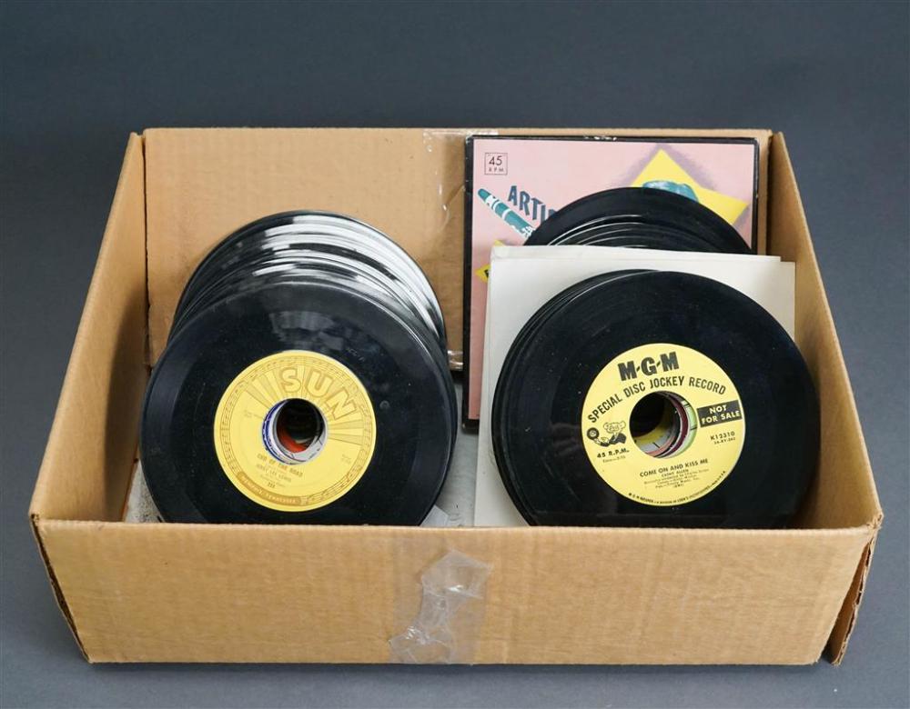 BOX WITH 45RPM RECORDS BY SUN, MERCURY,