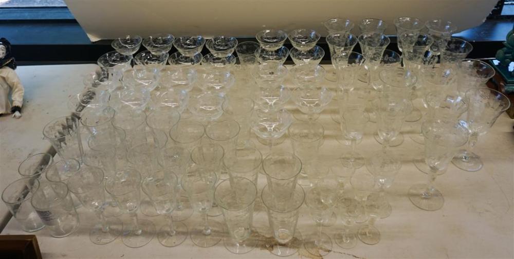 EIGHTY THREE PIECE ETCHED GLASS 3267f5