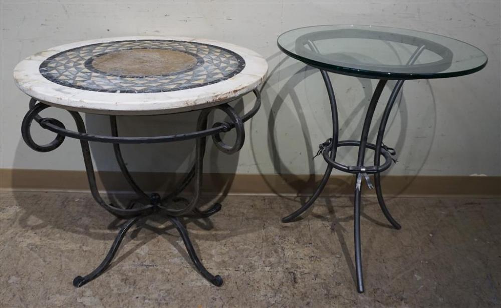 STEEL BASE INLAID MARBLE TOP TABLE (H: