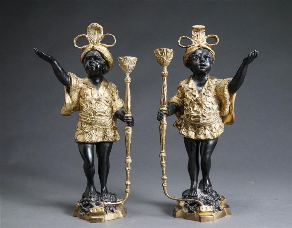 PAIR BLACKAMOOR PATINATED METAL