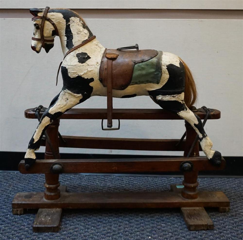 PAINTED WOOD HOBBY HORSE, EARLY