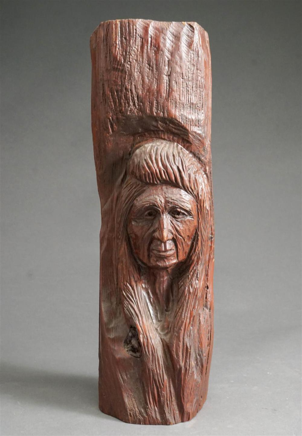 CARVED WOOD RELIEF OF A NATIVE 32684d