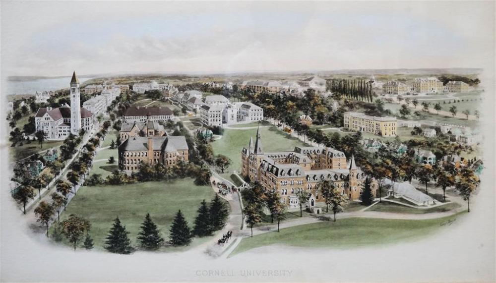 CORNELL UNIVERSITY, CHROMOLITHOGRAPH,