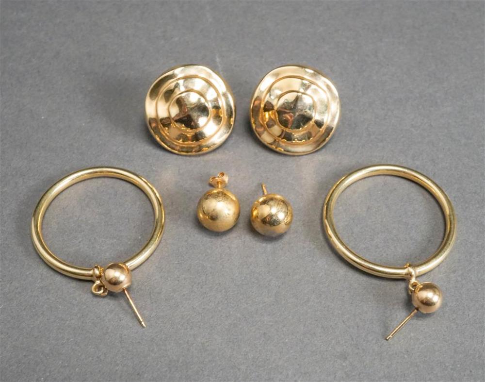 TWO PAIRS OF 14-KARAT YELLOW-GOLD