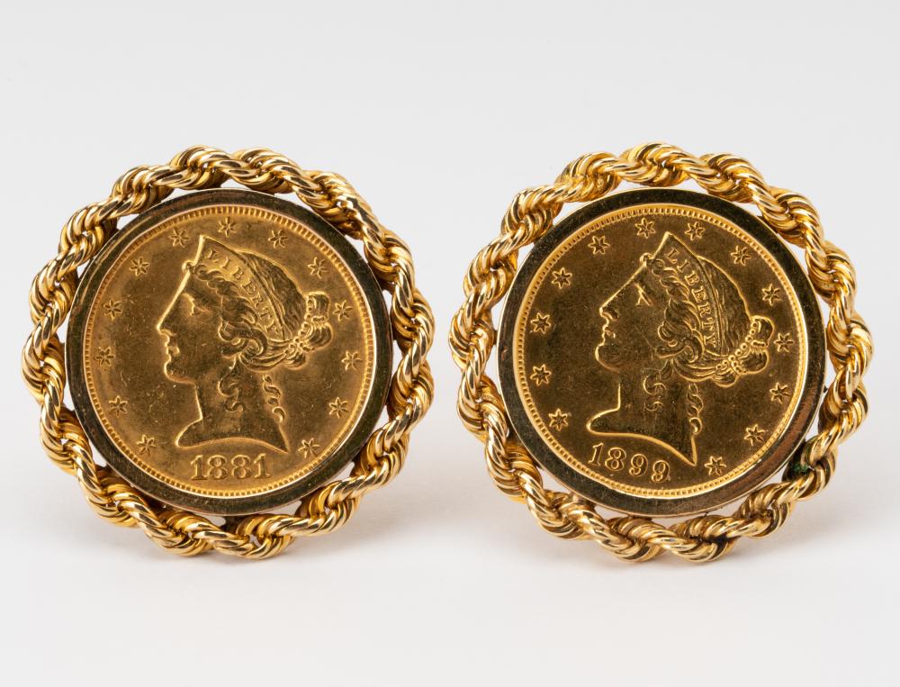 PAIR OF U.S. $5 LIBERTY GOLD COIN