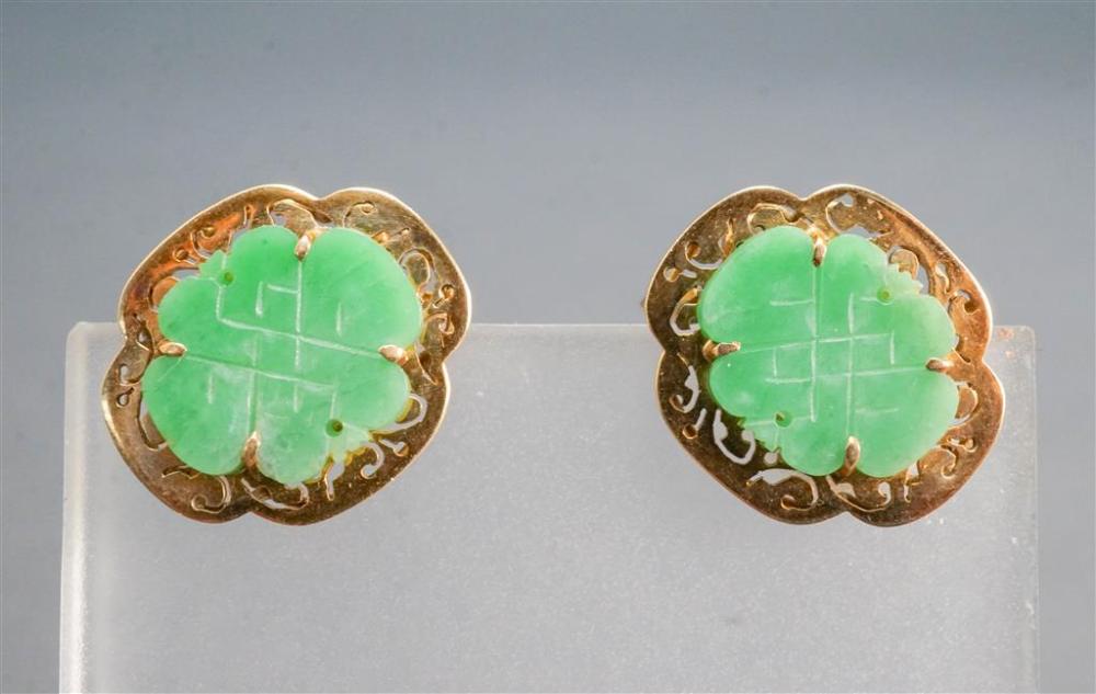 PAIR OF 14 KARAT AND JADE FRENCH 326960