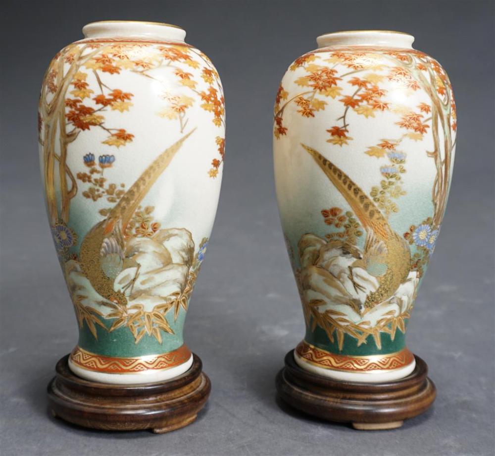 PAIR SATSUMA EARTHENWARE VASES,