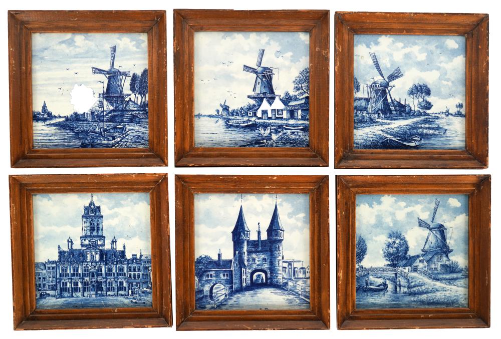 SIX FRAMED DELFT POTTERY TILESone 3269f6