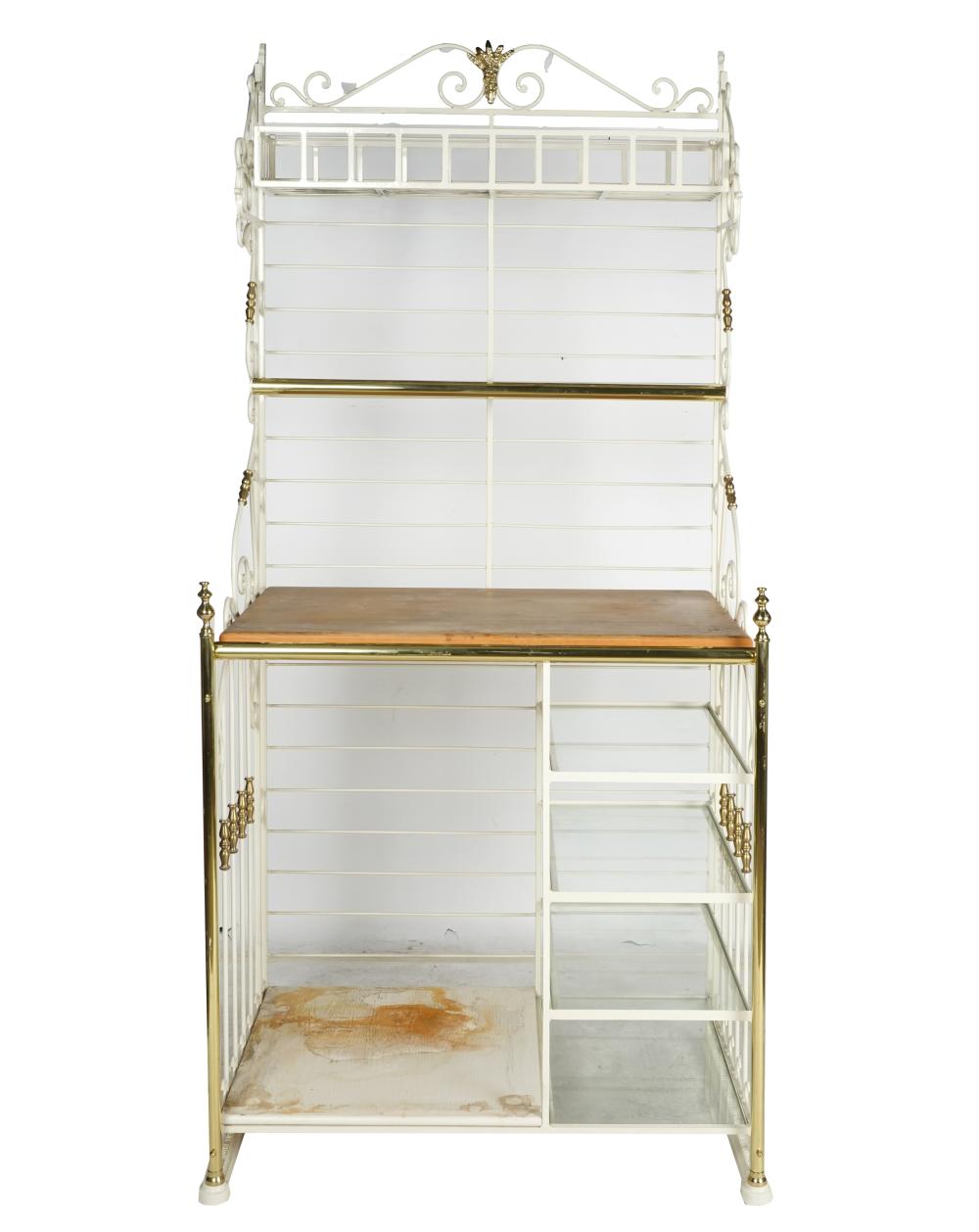 WHITE-PAINTED & GILT METAL BAKERS RACKwith