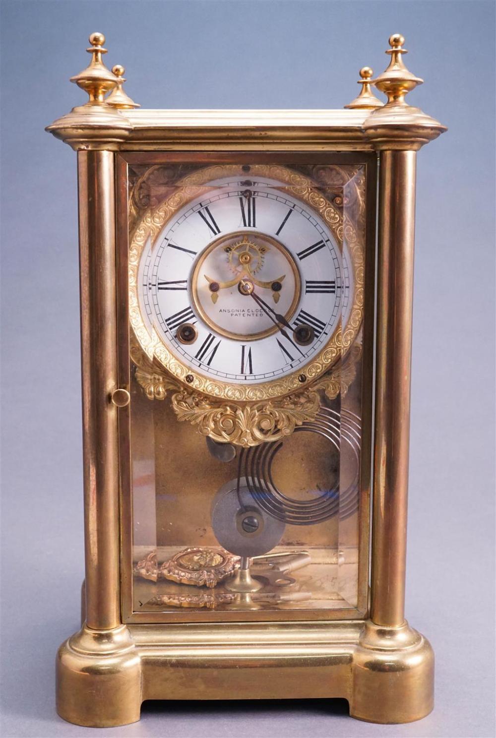 ANSONIA CLOCK CO CRYSTAL AND BRASS 8-DAY