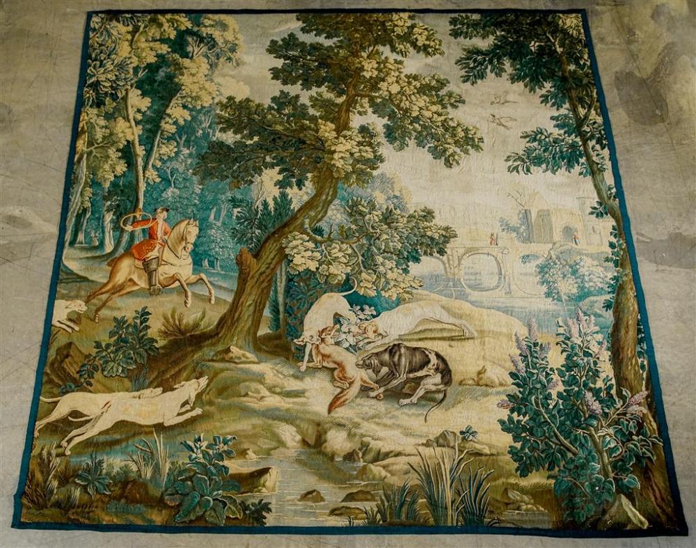 FLEMISH VERDURE HUNTING TAPESTRY 329212