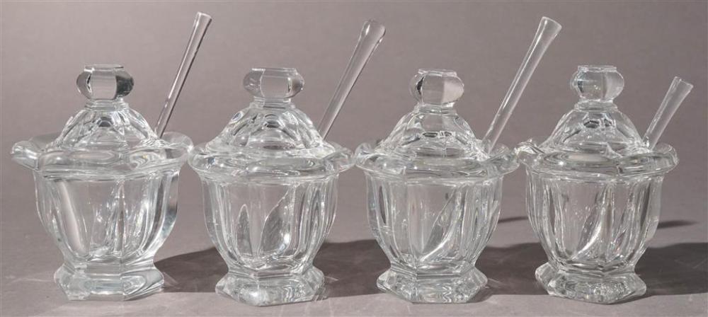 FOUR BACCARAT CRYSTAL MUSTARD JARSFour 3292d2