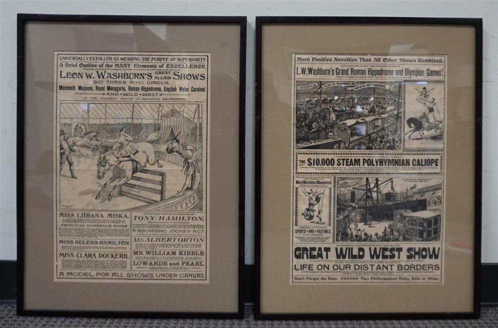 TWO NEWSPAPER PAGES, FRAMED: 25-1/2