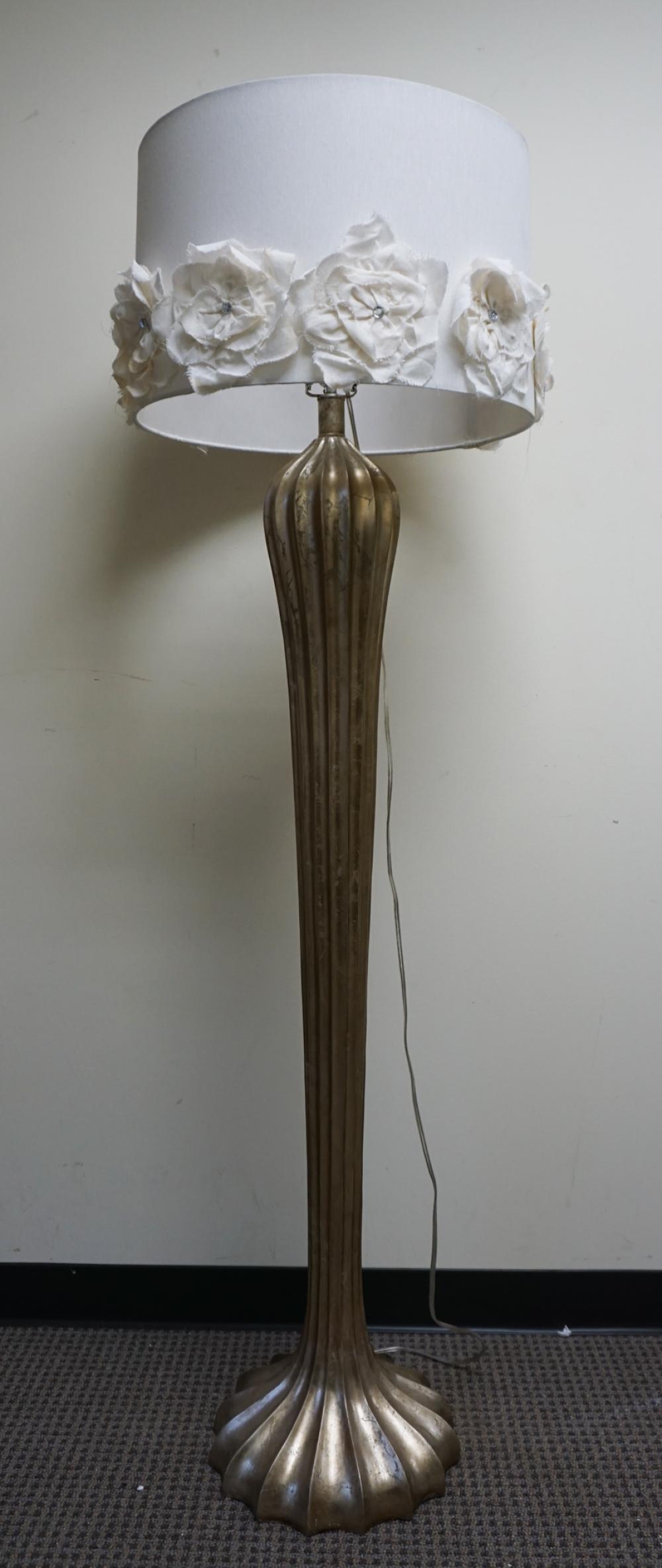 MODERN SILVERED WOOD FLOOR LAMP,