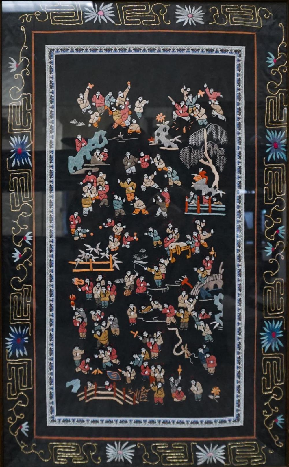 CHINESE NEEDLEPOINT PANEL, FRAMED: