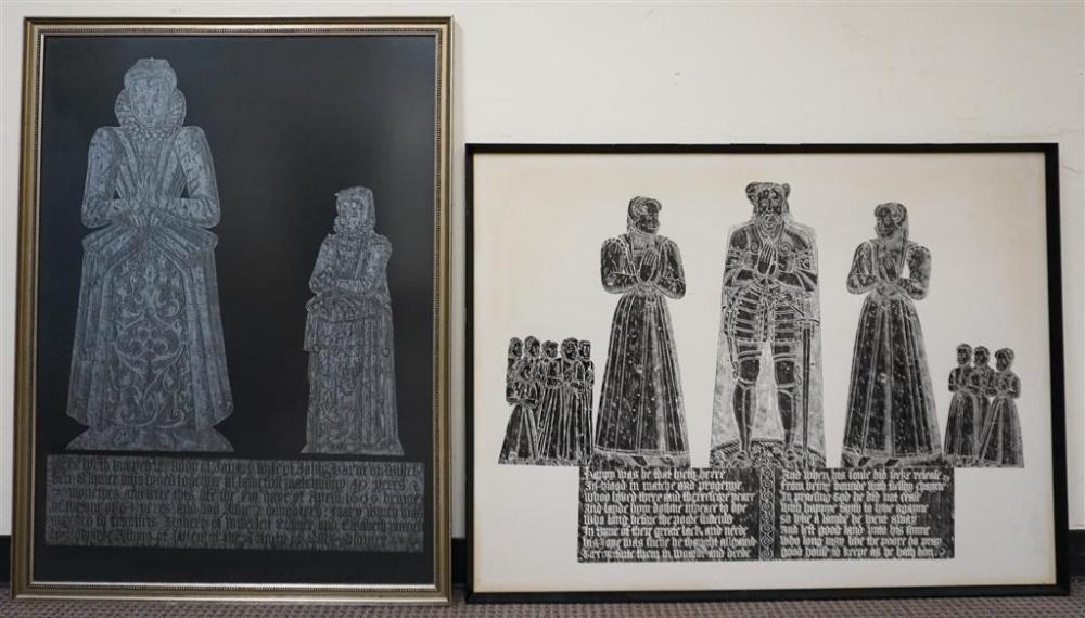 TWO FRAMED ENGLISH RUBBINGS, LARGER:
